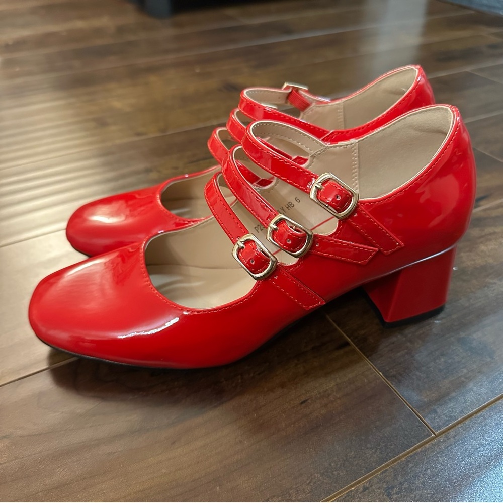 Red Patent Leather Mary Jane Heels